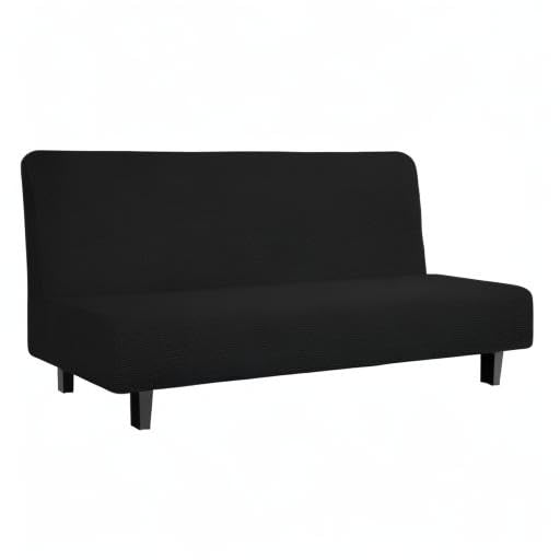 Easy-Going Stretch Large Futon Slipcover Armless Futon Cover Black