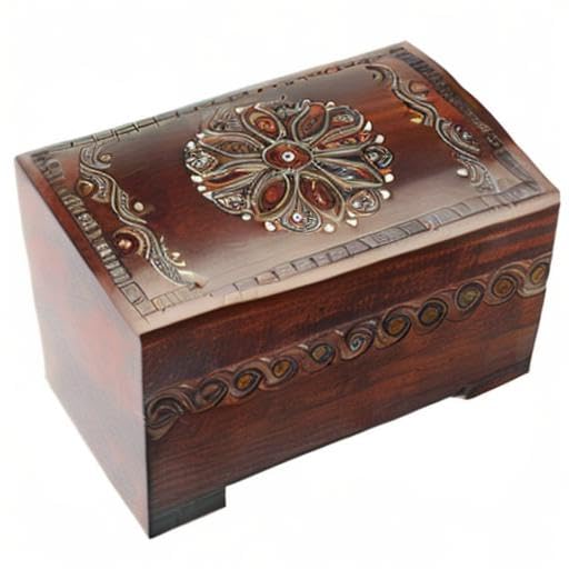 Large Polish Wooden Chest Handmade Floral Jewelry Keepsake Box with Lock and Key