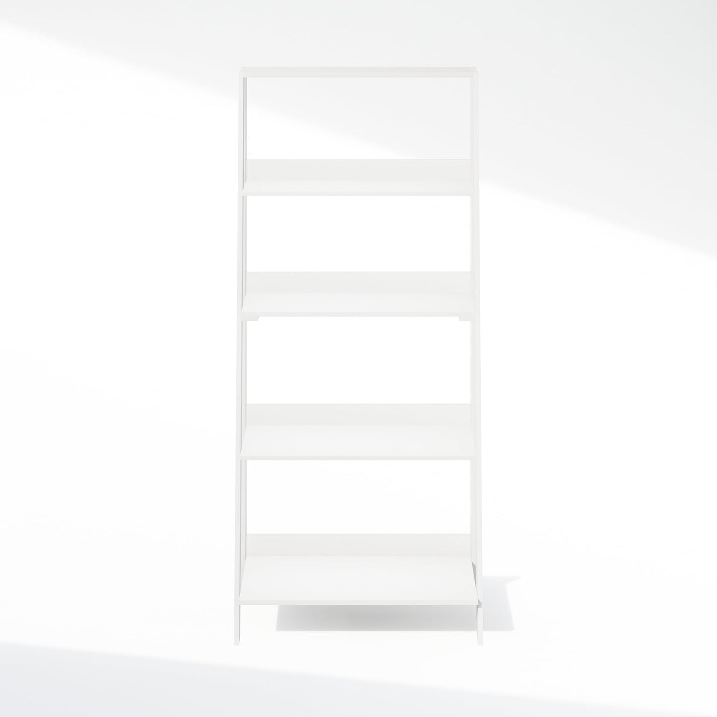 Furinno Ladder Display Shelf, 5-Tier Ladder Shelf, Standing Bookshelf, Display Storage Shelves, 13 x 23.6 x 53.5, for Living Room, Home Office, White
