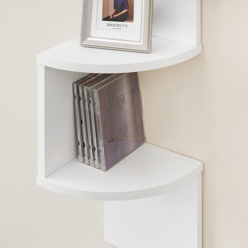 VASAGLE Corner Shelf Wall Mount, 5-Tier Floating Corner Bookshelf