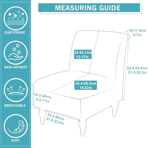 Iauddy Armless Accent Slipper Chair Cover Slipcover,Stretch Spandex Printed Removable Non-Slip Silp Cover for Accent Chair Without Arms Furniture Protector for Living Dining Room(Red,1)