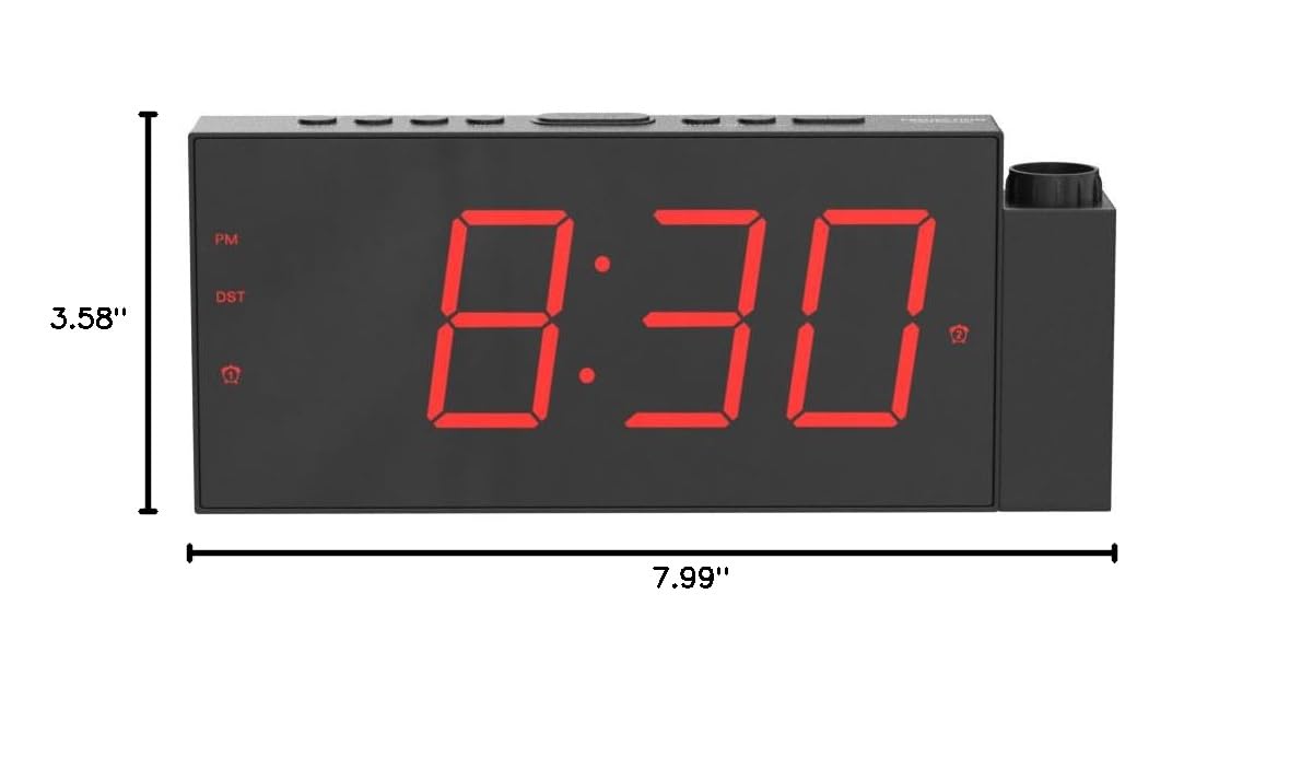 Mesqool Digital Projection Alarm Clock with Dual Alarms, 5 Levels Dimmer