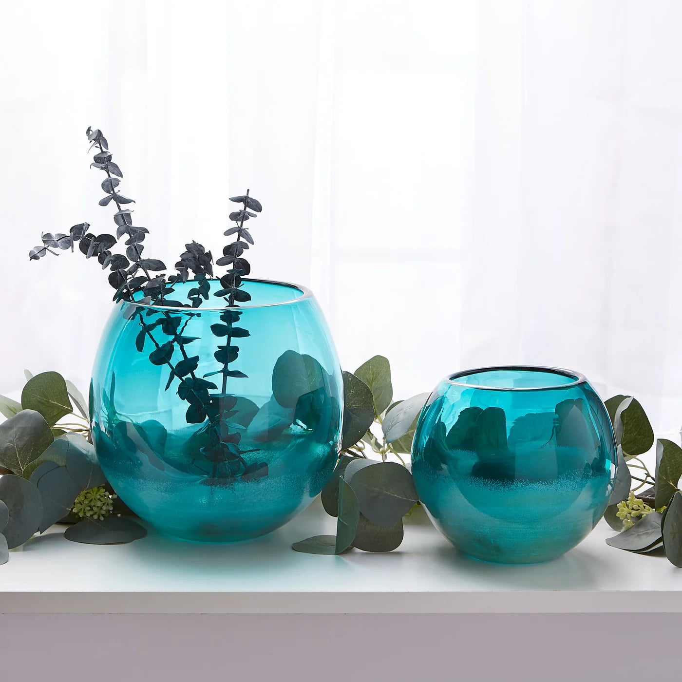 Small Aqua Fishbowl Vase