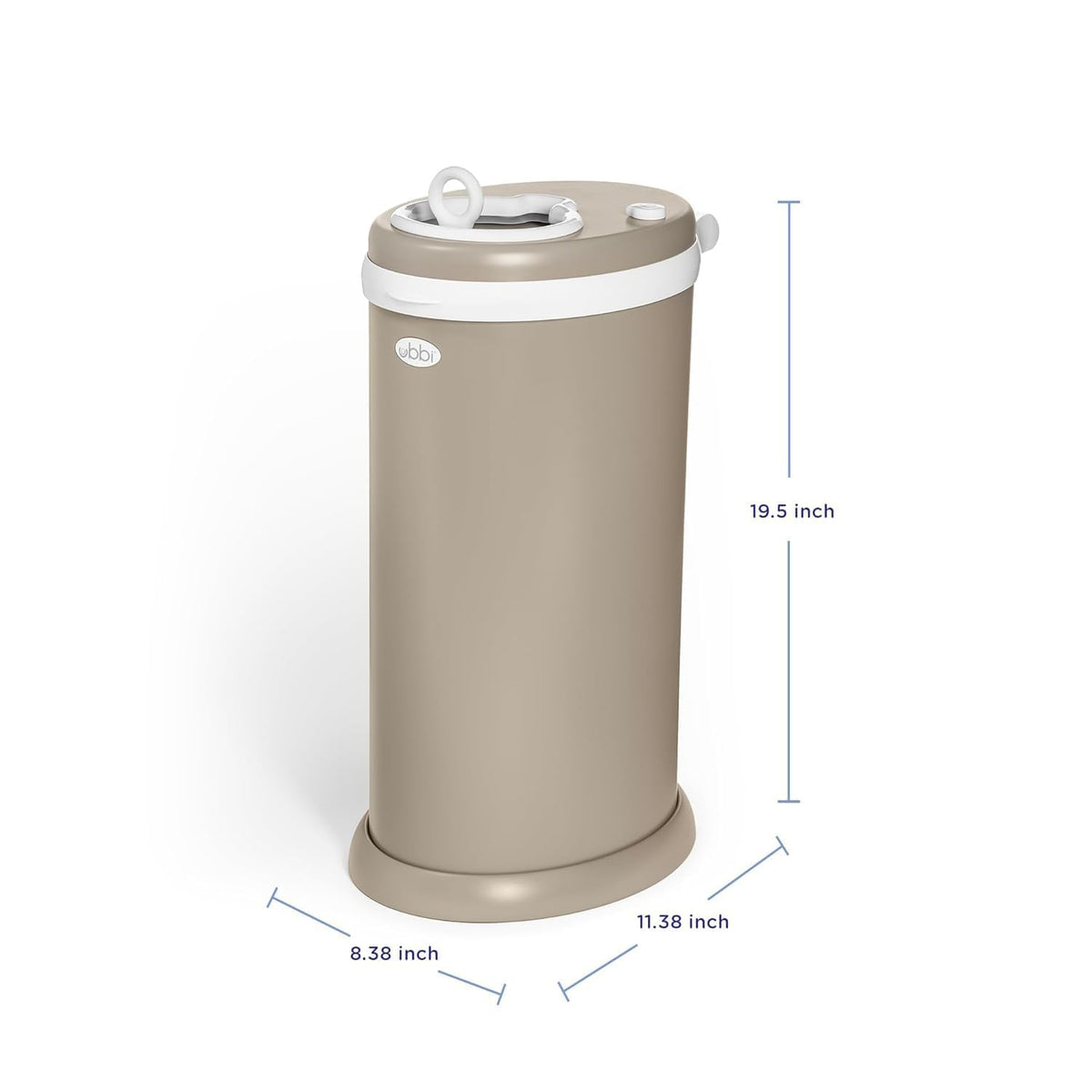Ubbi Stainless Steel Diaper Pail, No Special Bags, Odor-Locking, Taupe