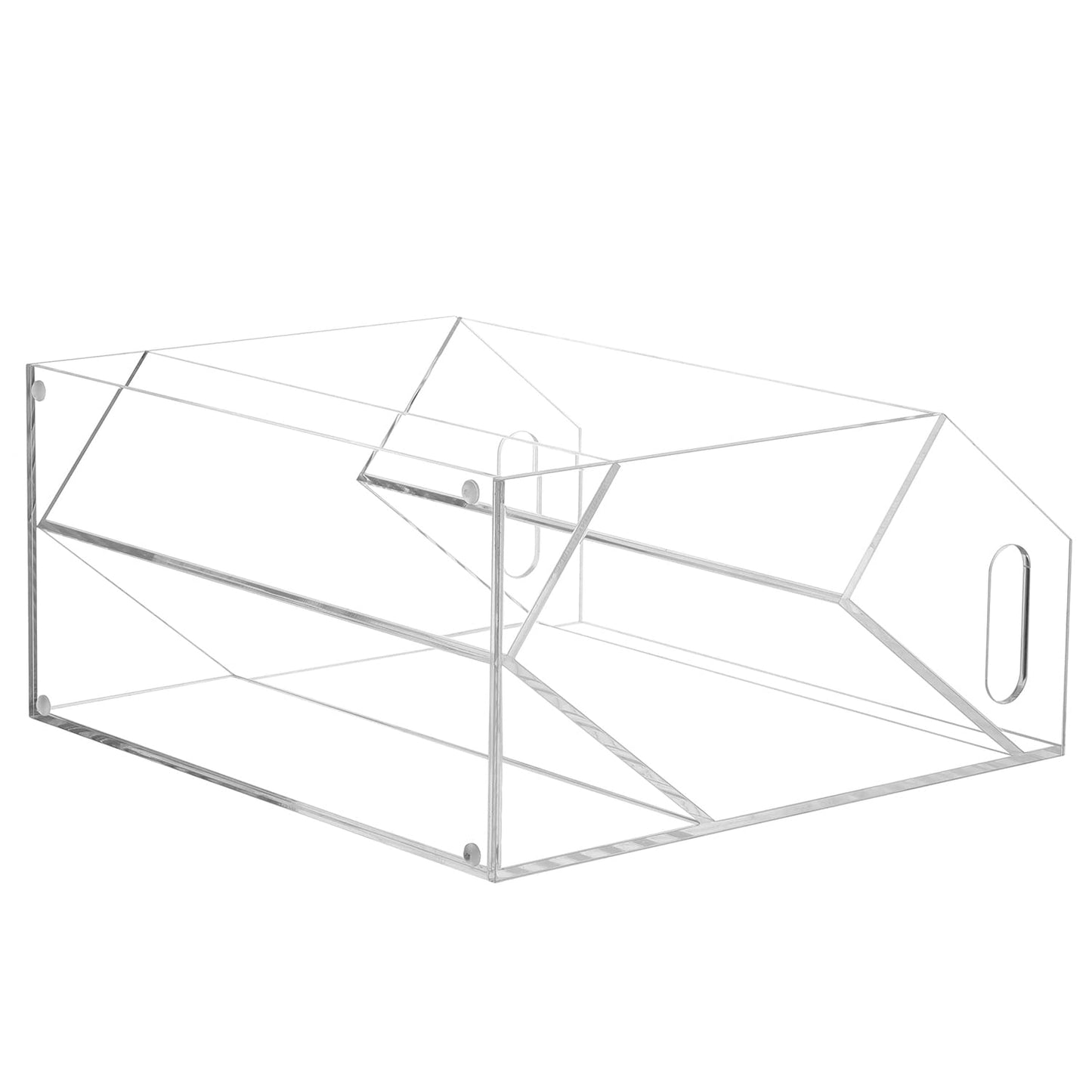 MyGift Clear Acrylic Cassette Tape Holder, 2 Tier Retro Audio Tape Deck Storage Display Case with Cutout Handles