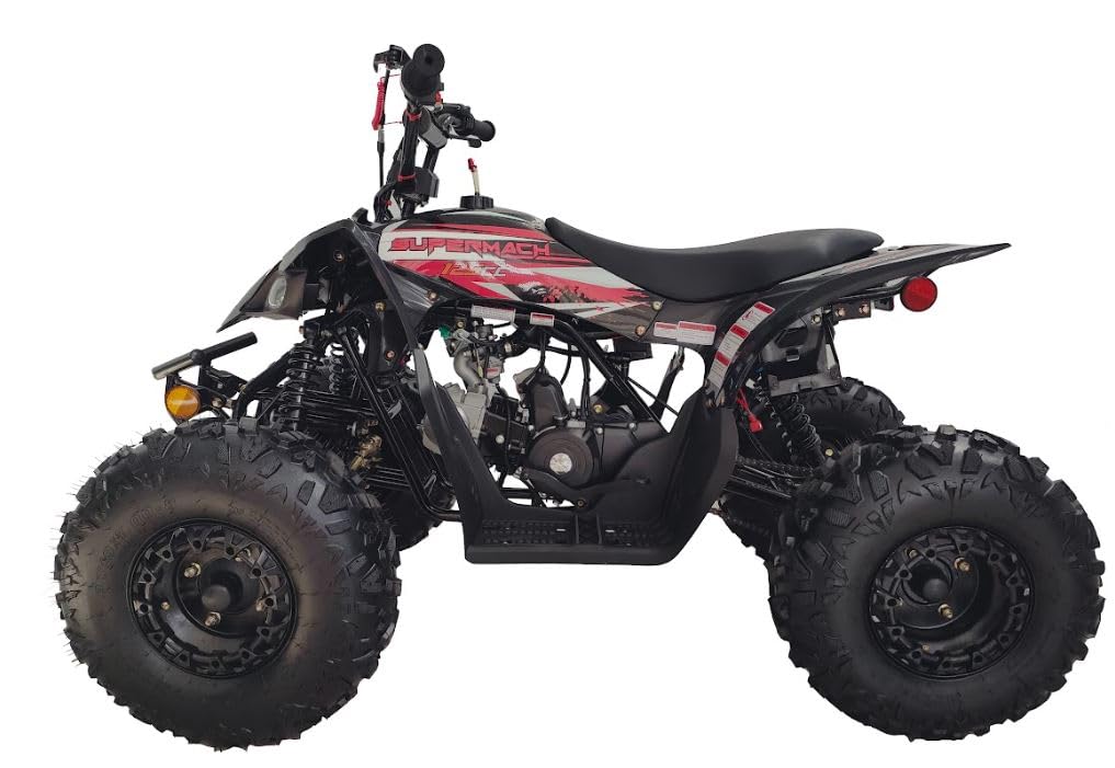 HHH 125cc ATV Fully Automatic Youth Sports Gas Four Wheeler Vitacci Quad with Reverse, LED Lights and Big Tires (Black)