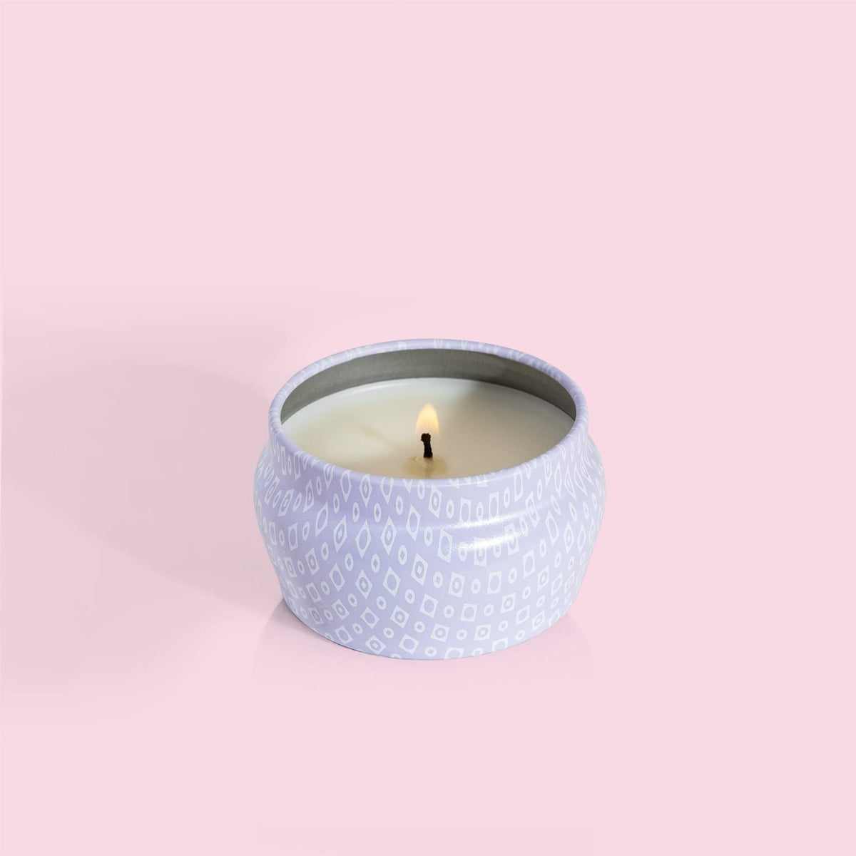 Capri Blue Volcano Scented Mini Tin Jar Candle - Printed Mini Tin Candles for Home Scented with Tropical Fruit & Sugared Citrus - Long Lasting Soy Wax Blend - Lavender Colored (3 oz)