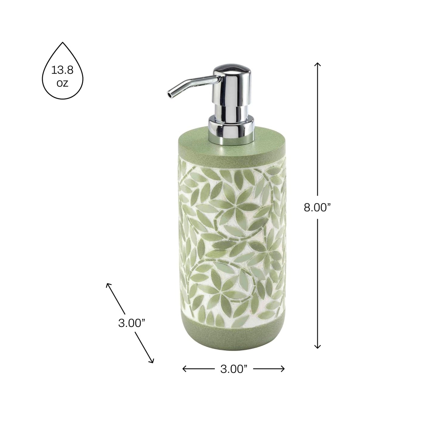 Avanti Linens - Lotion Pump/Soap Dispenser, Resin Countertop Accessories, Guest Bathroom Essentials (Stratford Collection, Green)