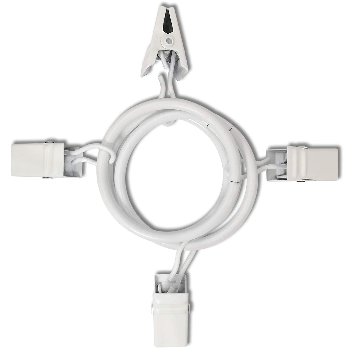 AMZSEVEN 40 Pack Metal Curtain Rings with Clips, 1.26 in ID, White