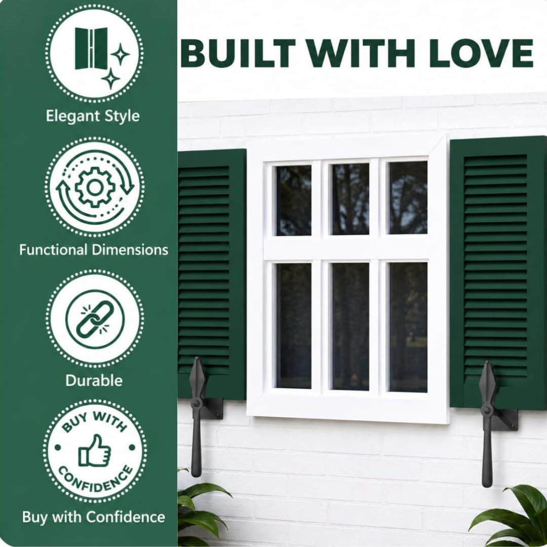 Renovators Supply Manufacturing Shutter Dogs 7 in. Black Spoon Shaped Wrought Iron Shutter Dogs with Mounting Hardware Pack of 6