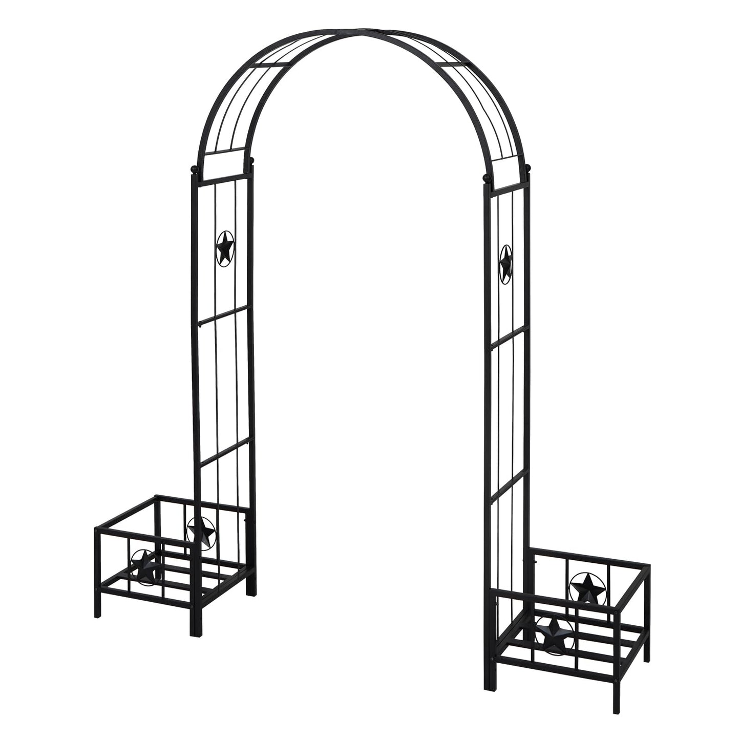 Kinfant Steel Garden Arch Arbor with Planter Boxes β Heavy-Duty Outdoor Trellis for Climbing Vines, Flowers, Decorative Arch for Wedding Ceremony, Party, Backyard, Lawn