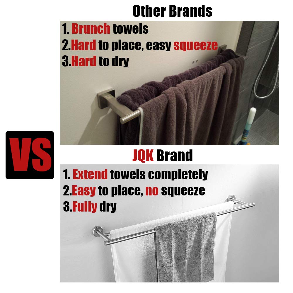 JQK Bath Towel Bar, 33 Inch 304 Stainless Steel Thicken 0.8mm Single Towel Rack for Bathroom, Towel Holder Brushed Finished Wall Mount, Useable Length 30 Inch, TB110L30-BN