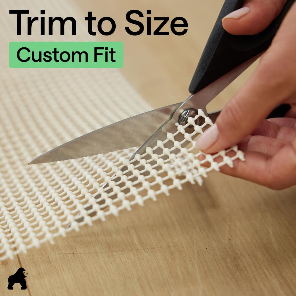 GORILLA GRIP® Slip Resistant Rug Gripper Pads for Hardwood Floor, Cream