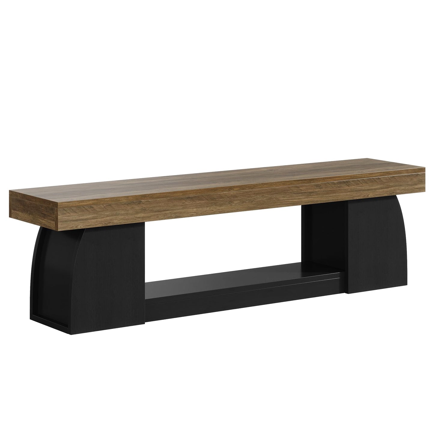 Tribesigns 63 Inch Dining Bench, Farmhouse Long Kitchen Table Bench with Sturdy Frame, Wooden Indoor Kitchen Dining Seat for Dining Room, Living Room, Restaurant, Brown & Black