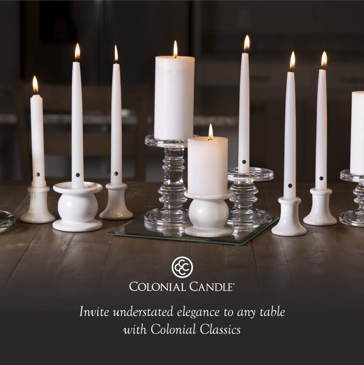 Colonial Candle Unscented Taper Candle, Handipt Collection, Mulberry, 10 in, Pack of 12 - Up to 8 Hours Burn