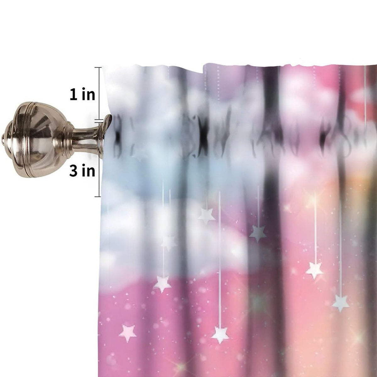 TFOSO Rainbow Valance Curtains,Kids Girls Cute Colorful Clouds Pastel Starry Sky Stars Aesthetic Short Drape for Living Room Cafe Restaurant Window Treatment 1 Panel 54" W x 18" L Inch