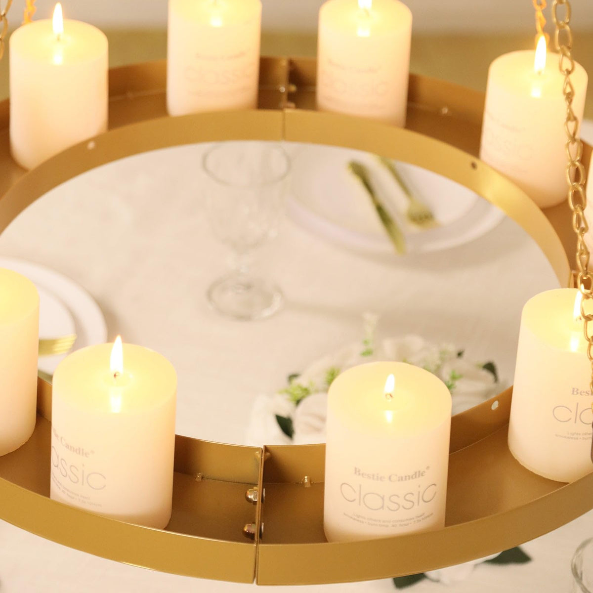 Efavormart 24" Gold Hanging Floral Chandelier Frame, Circular DIY Metal Base for Creative Wedding Flower Displays & Suspended Candle Decor