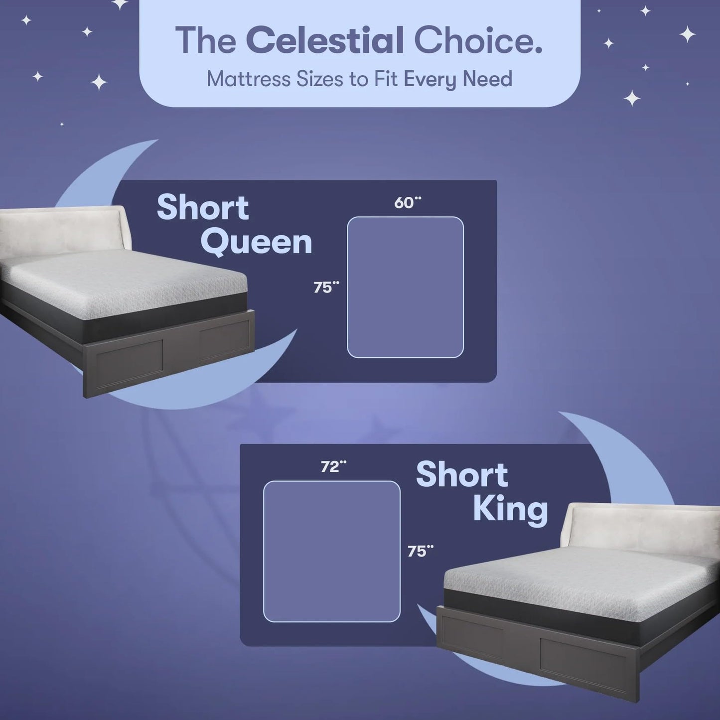 Celestial Sleep 8 Inch RV Short Queen Mattress, Made in The USA, CertiPUR-US®, Oeko-Tex®, and Fiberglass-Free™ Certified Cooling Memory Foam Camper Bed - Firm