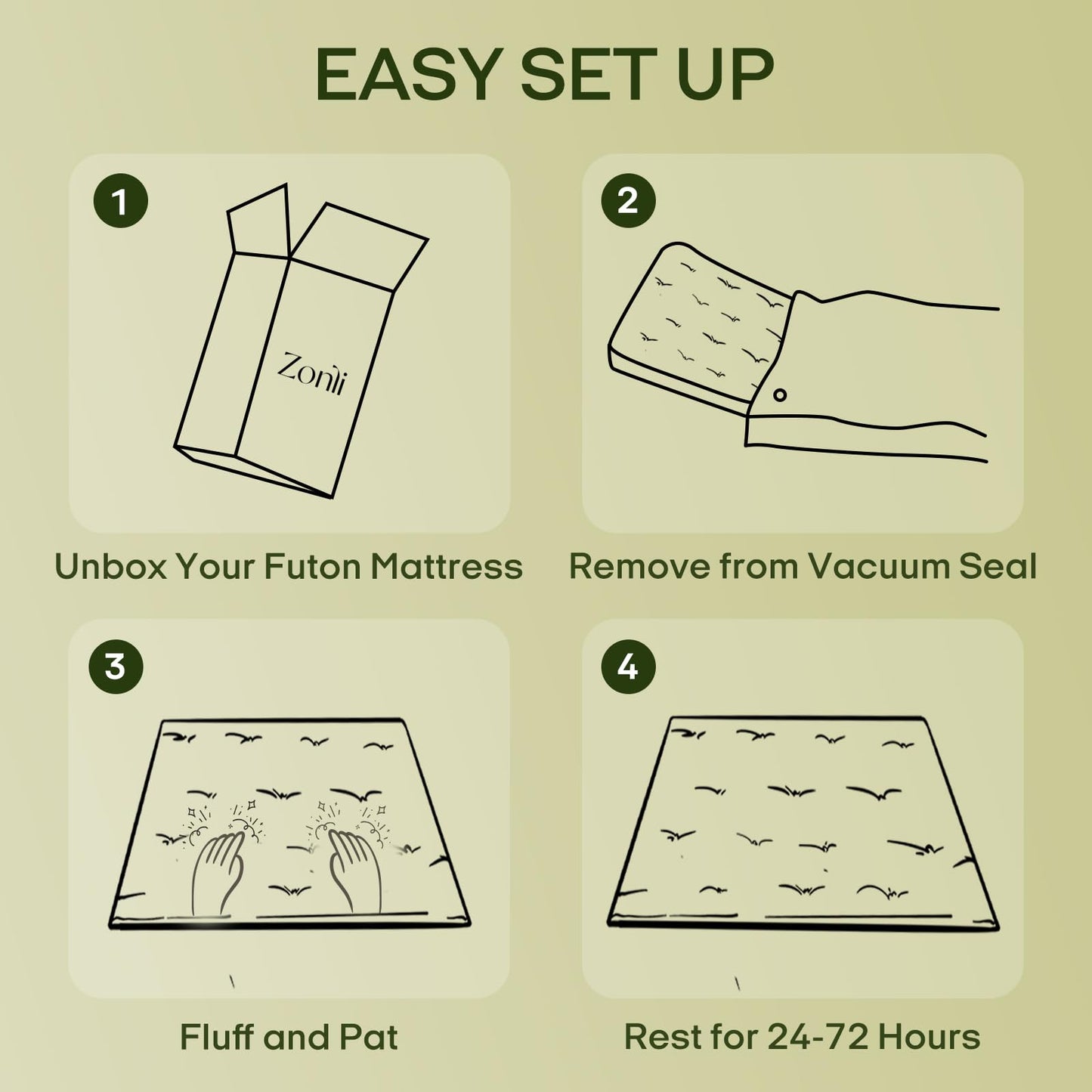 ZonLi Japanese Floor Futon Mattress Full Size 75"x 54", 100% Cotton Cover 2.5'' Thicken Tatami Mattress, Foldable Sleeping Pad, Portable Dormitory Tatami Mat (Grey)