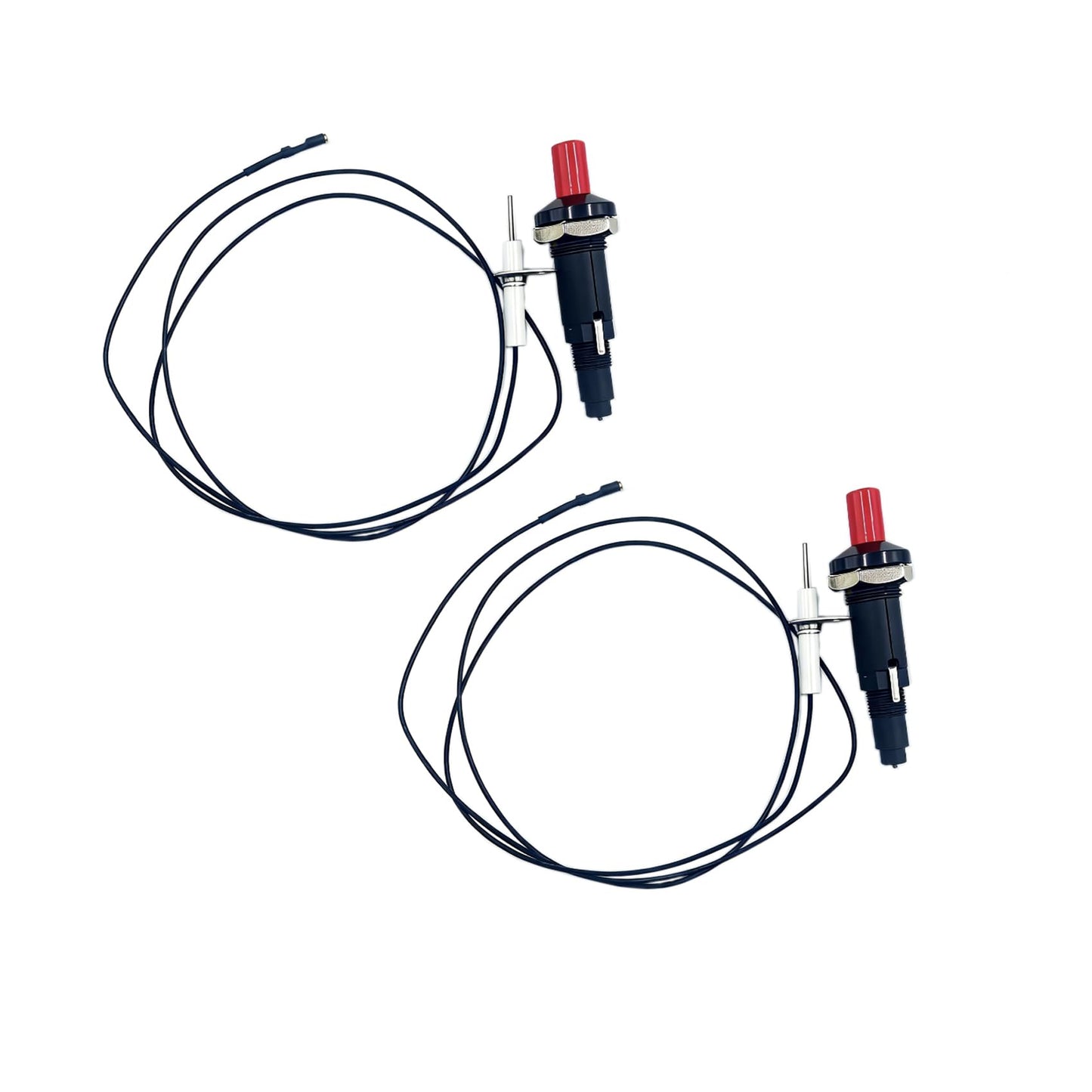 2 Set Propane Push Button Piezo Igniter, Spark Ignition Kit with Threaded Ceramic Electrode for Gas Fireplace Fire Pit Oven Heater Grill Stove Kitchen, Replacement Igniter
