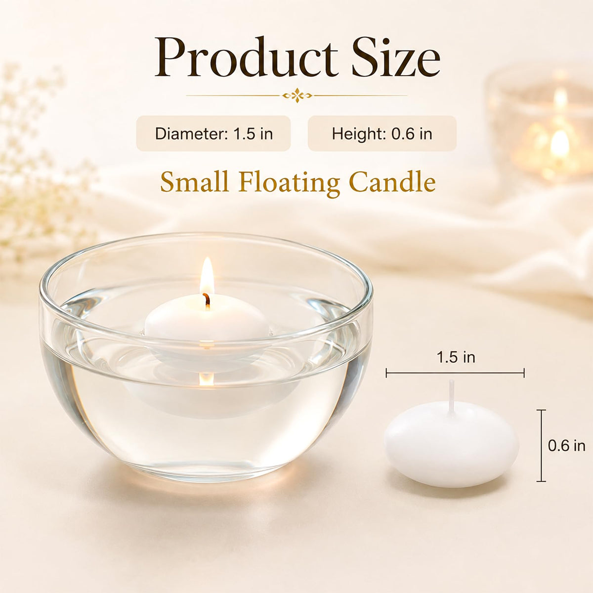 MAQIHAN 30Pcs White Floating Candles for Centerpieces - Small Wax Candles