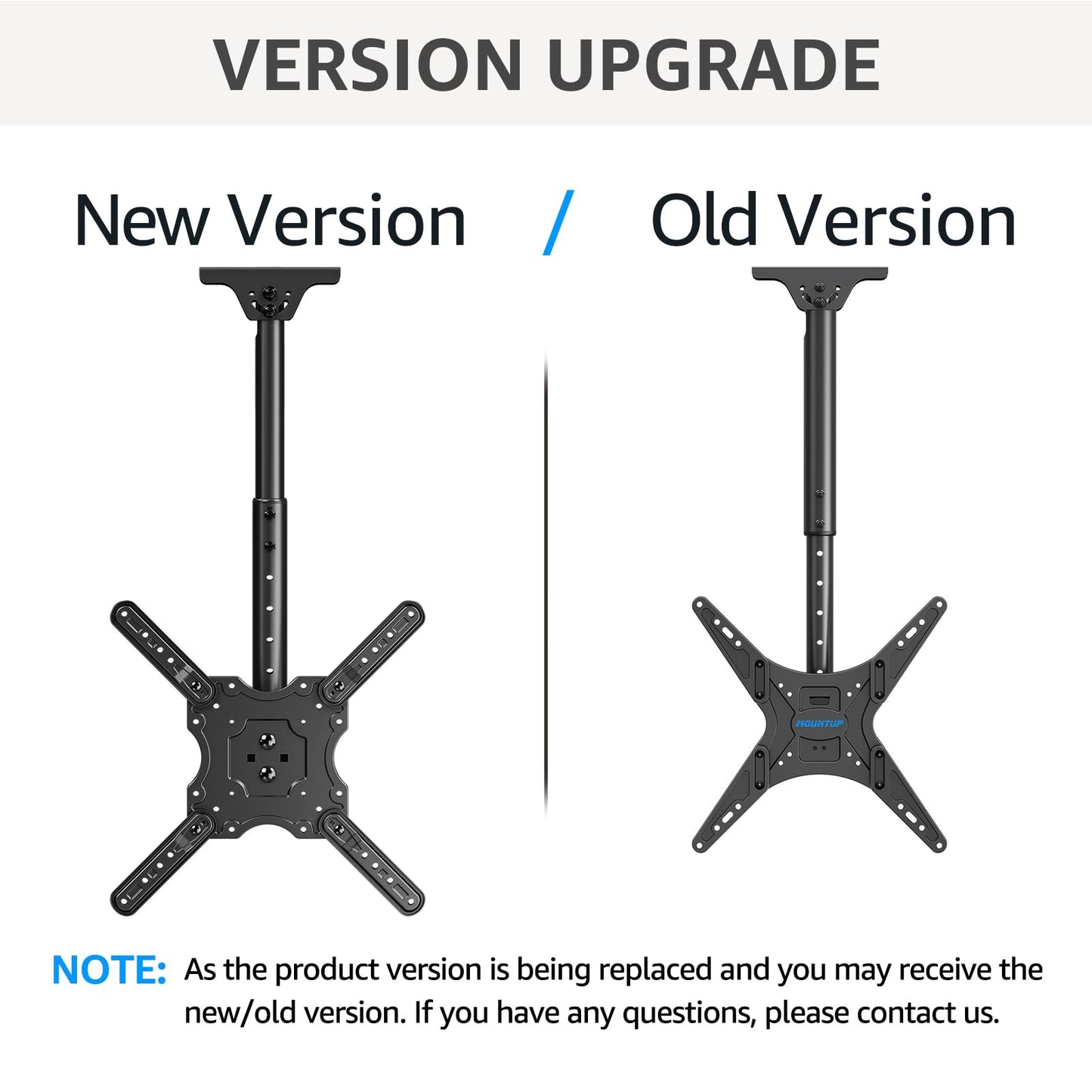 MOUNTUP Ceiling TV Mount for Most 24''- 65'' TVs, Hanging TV Ceiling Mount for 32 42 43 50 55 60 65 inch Screen, Full Motion Height Adjustable Bracket, Holes up to 99lbs, Max VESA 400x400mm, MU0039