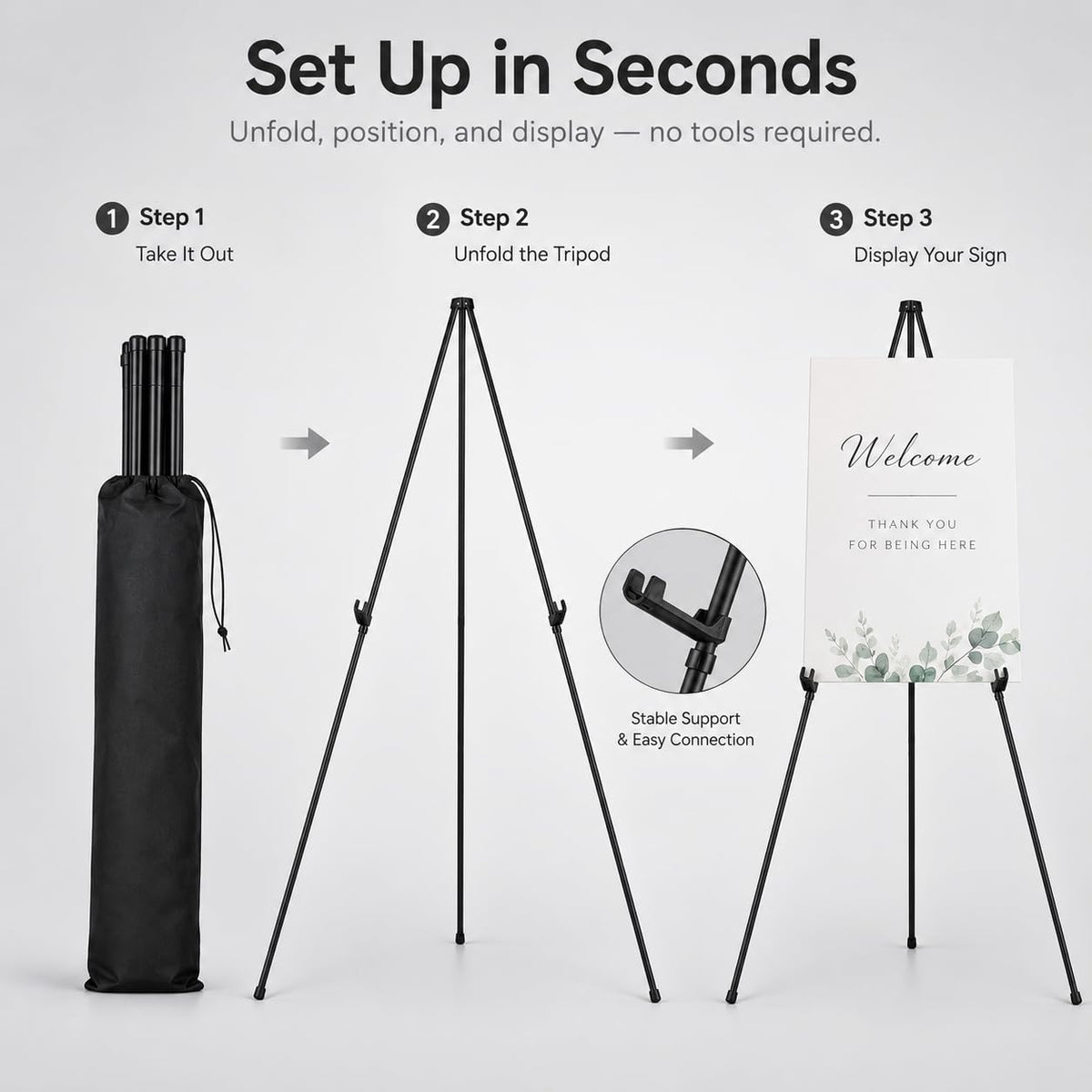 RRFTOK 63 Inch Easel Stand for Sign, Poster Stand and Wedding Sign