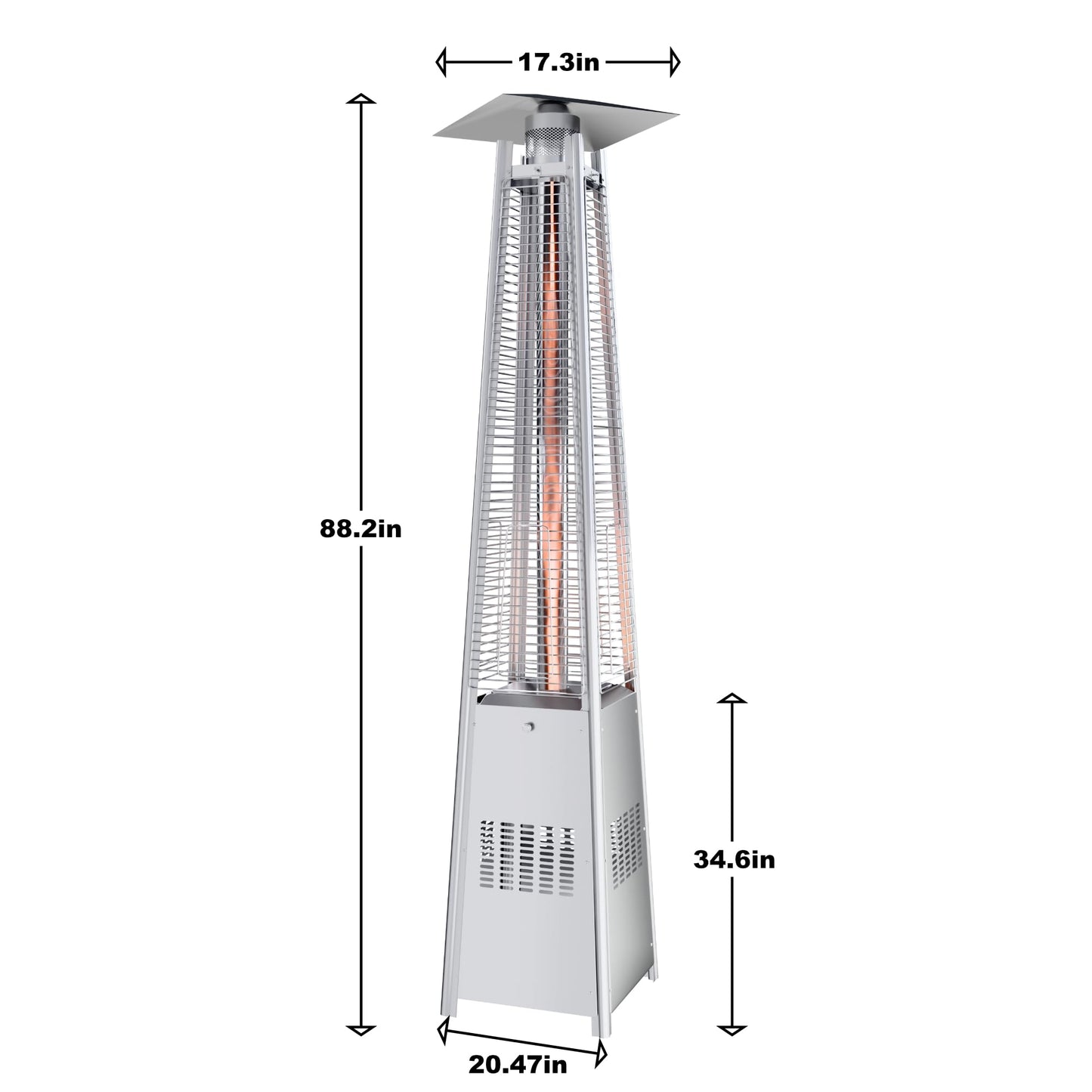 Kingdura 48,000 BTU Pyramid Patio Heater with Cover & Wheels, Outdoor Patio Heaters for Outdoor Use, Triple Safety Protection, 88" Quartz Glass Tube Propane Heater for Deck Backyard Commercial Balcony