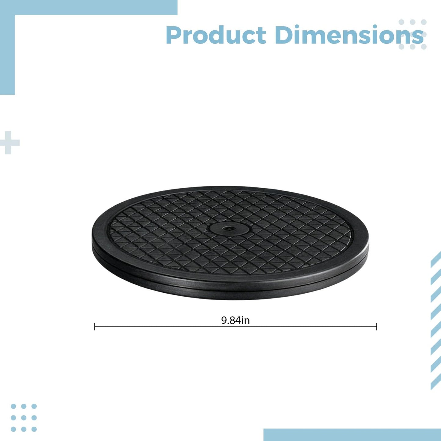 Manual TV Turntable Rotating Swivel Stand, 9.8 in 25 cm 360 Degree Display Lazy Susan, Black Plastic Sculpture Turntable for Clay Figurine, Monitor TV Stand, Multi-Purpose Rotating Base