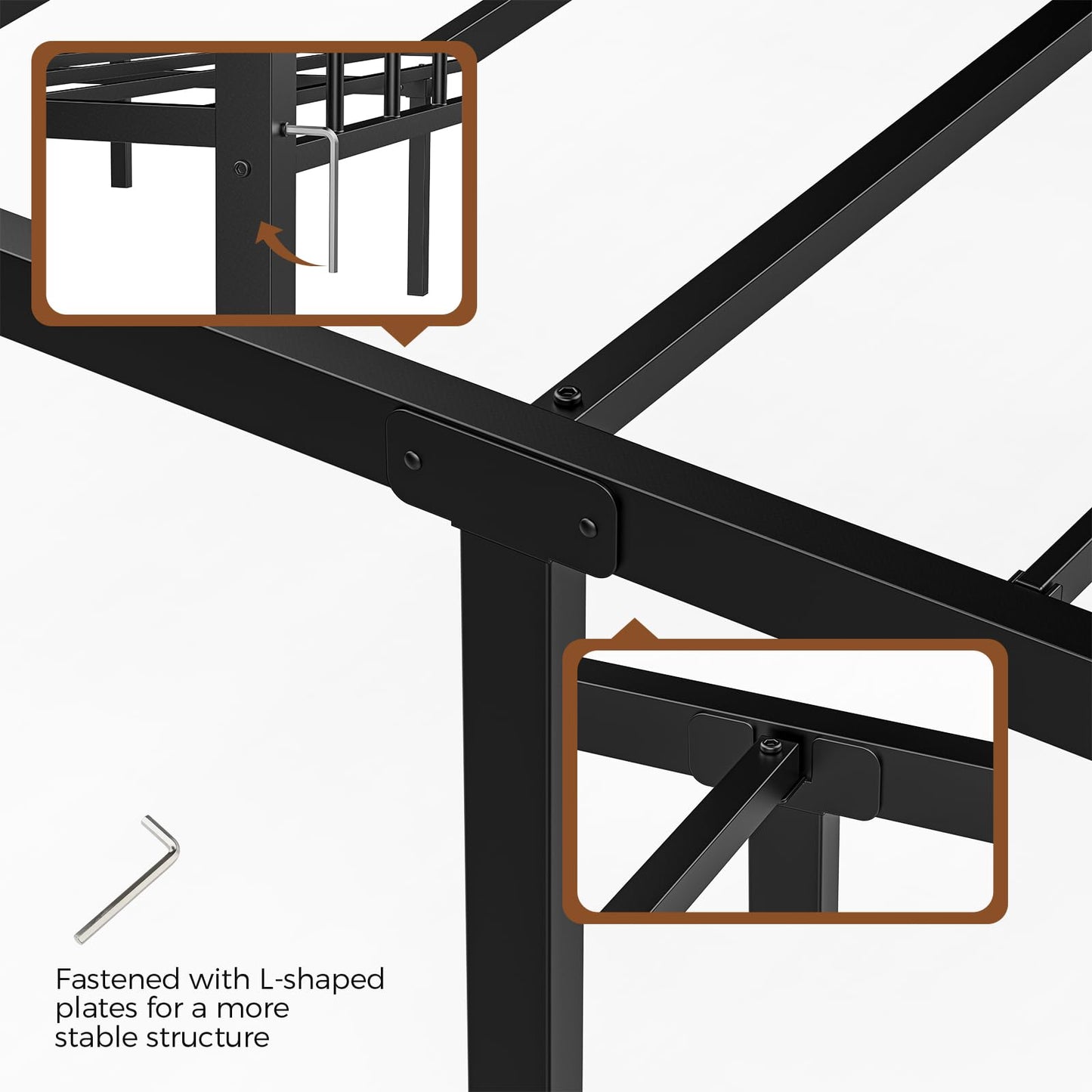 Blbeed Twin XL Bed Frame, Noise-Free Design & Underbed Storage Heavy Duty Metal Bed Frames with Headboard No Box Spring Needed/Tool-Free Assembly