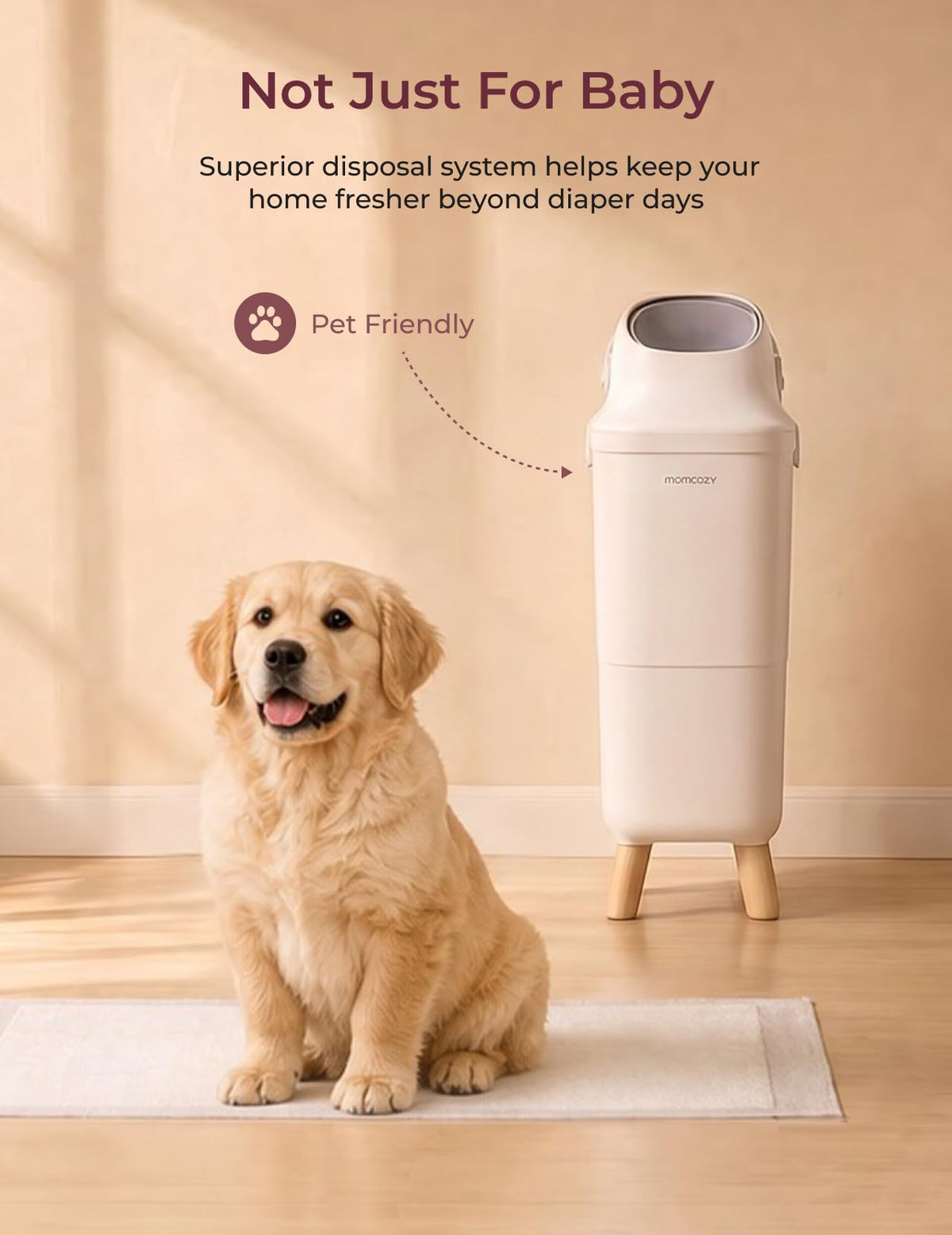Momcozy Triple-Seal Diaper Pail with Odor Locking, Ergonomic Height Design