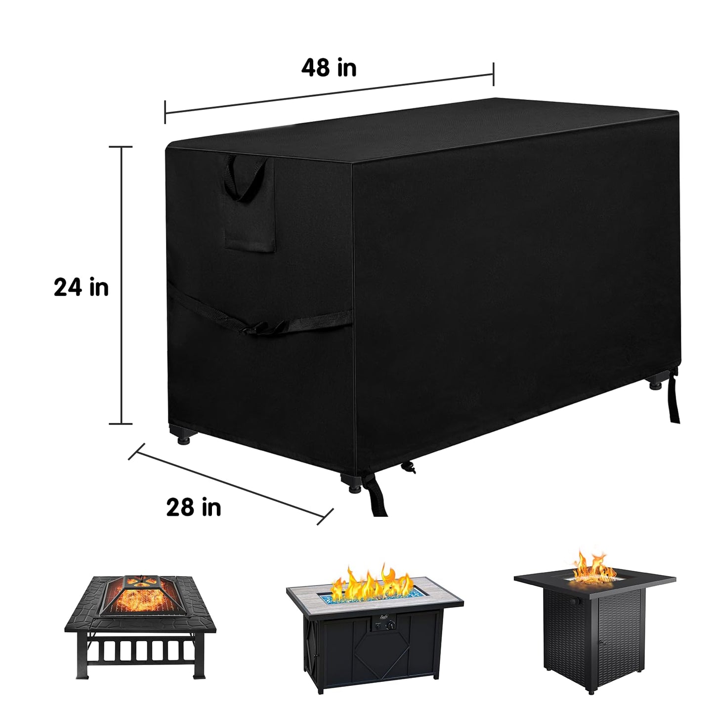 48 Inch Fire Pit Cover Rectangular 600D Heavy Duty Oxford Fire Table Cover