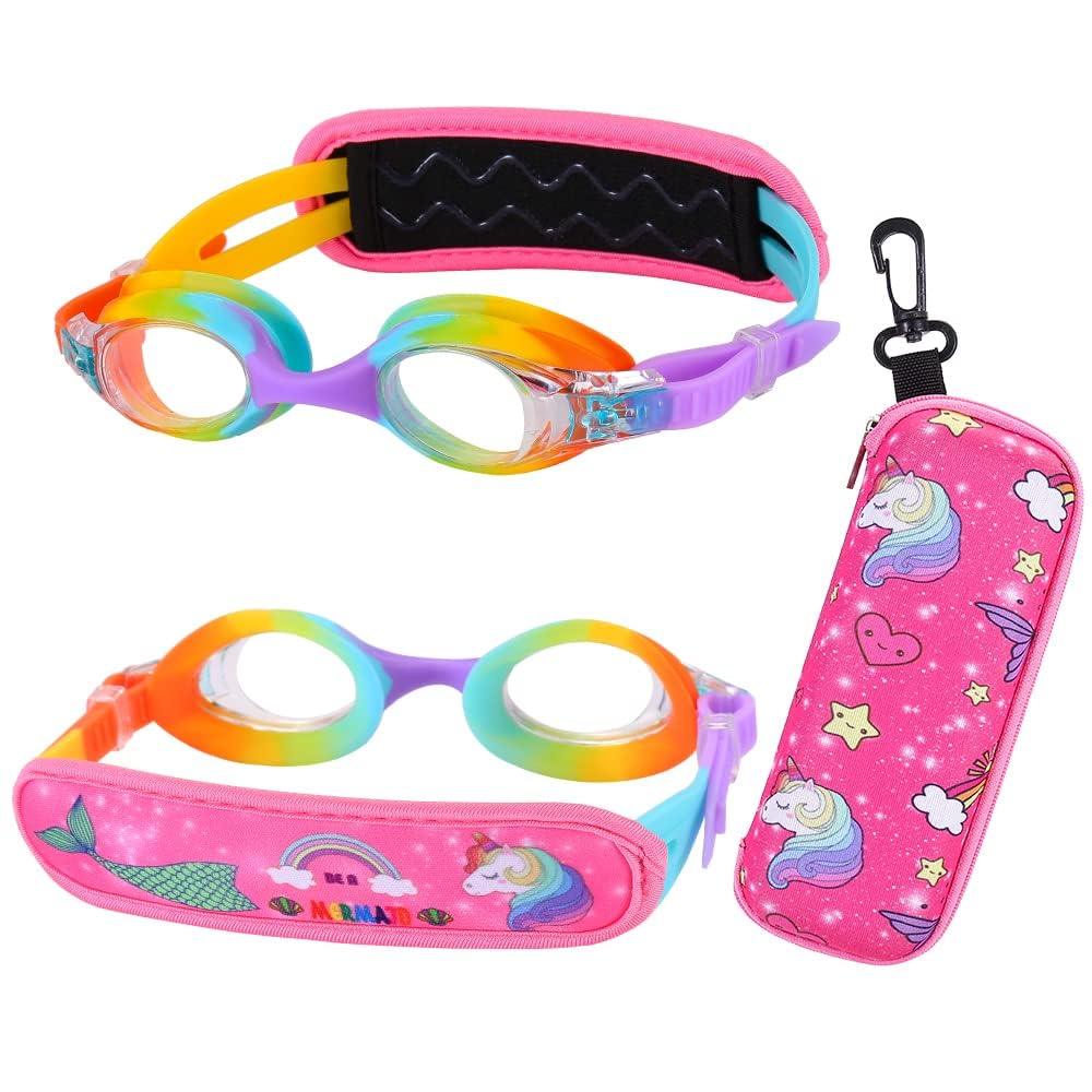 RUIGAO Kids Swim Goggles Age 2-6, Toddler Goggles No Hair Pull,Child Goggles Padded HeadBand