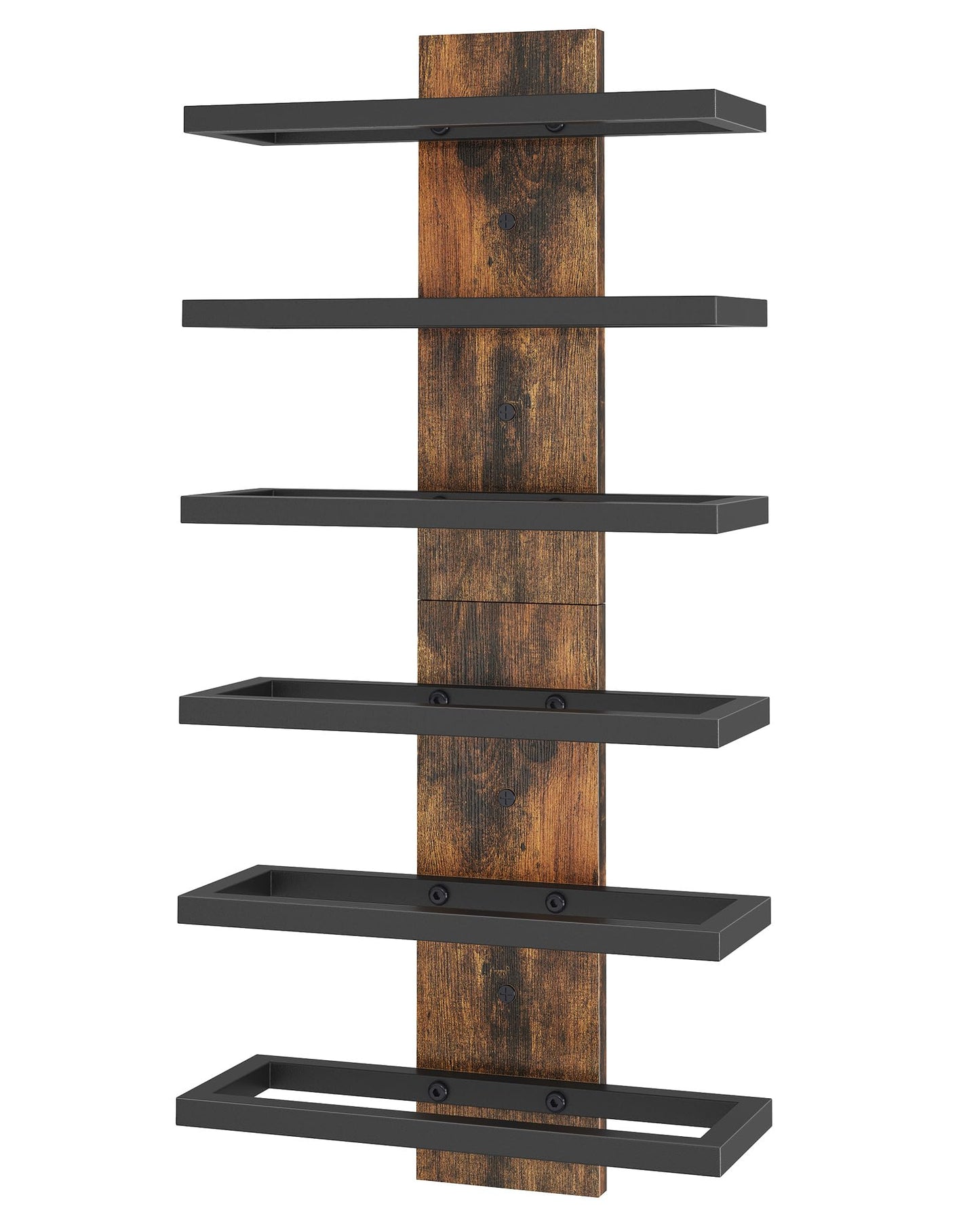 Hoctieon 6 Tier Wall Mount Wine Rack, Wall Mounted Wine Bottle Racks for Display and Storage, Hanging Bottle Holder for Living Room, Dining Room, Bar, Wine Cellar, Rustic Brown