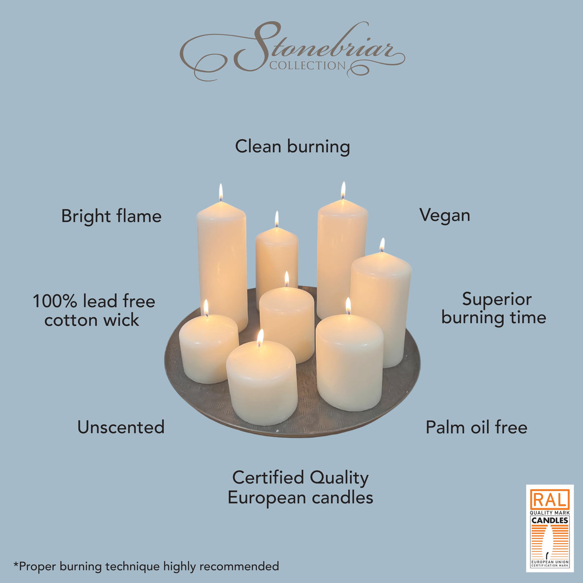 Stonebriar Unscented White Tall Pillar Candles, 35 Hour Burning Candle Pillars, Perfect for Decor, Weddings, Emergencies 3" X 4", 6 count