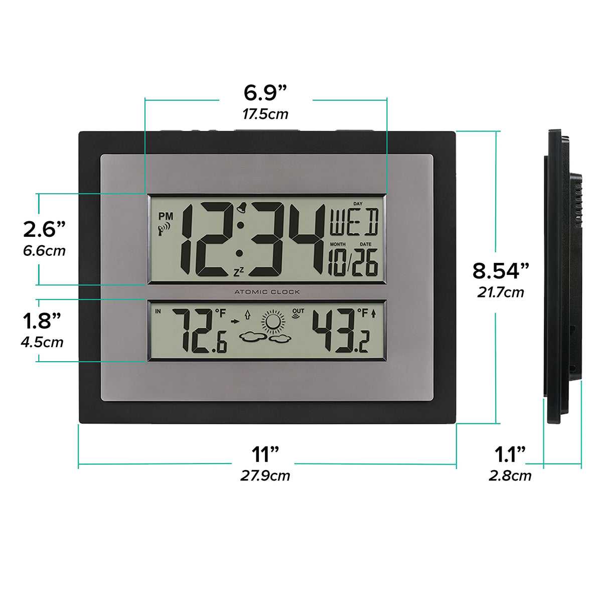 La Crosse Technology 512-65937 Black Atomic Digital Clock with Temperature