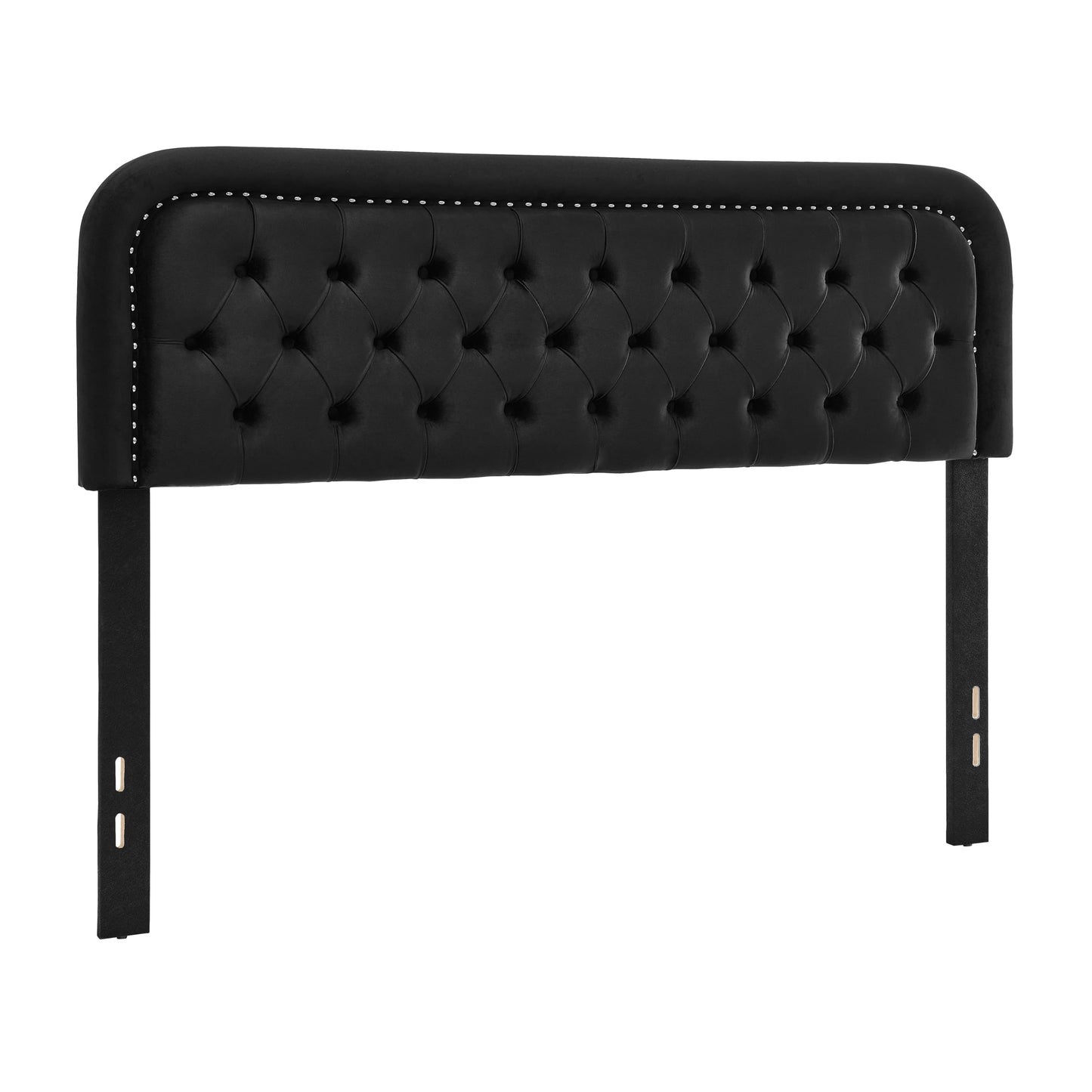 Beyetsea Tufted Upholstered Twin Size Headboard - Button Solid Wood with Adjustable Height - Modern Velvet Padded Bed Headboard - Easy Assembly - Nailhead, Black