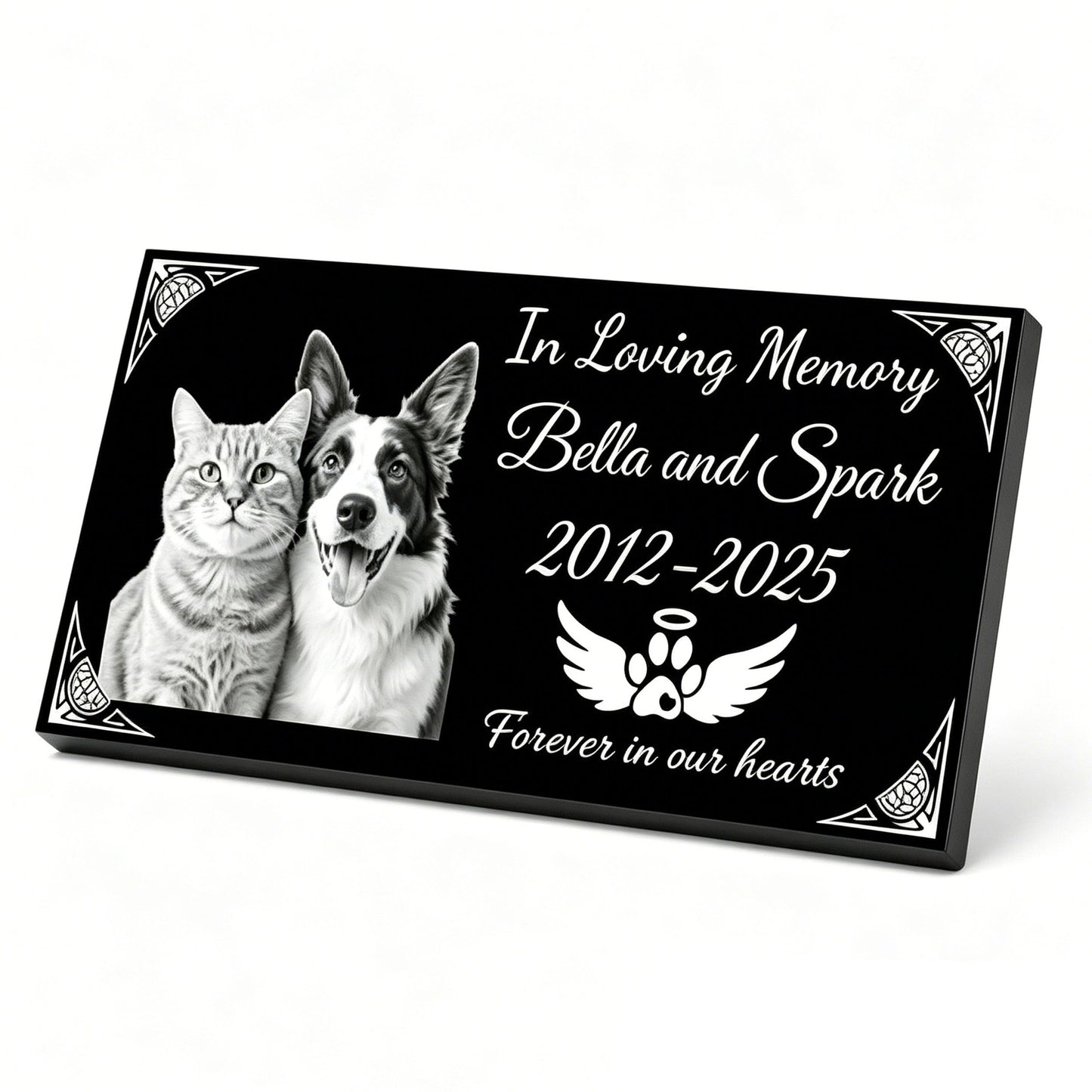 myDili Dog Headstone,Dog Memorial Stone,Black Granite Memorial Garden Stone Engraved with Photo,Pet Headstones Personalized Pet Memorial Stones for Dog,Cat Tombstone (pet Memorial Stone)
