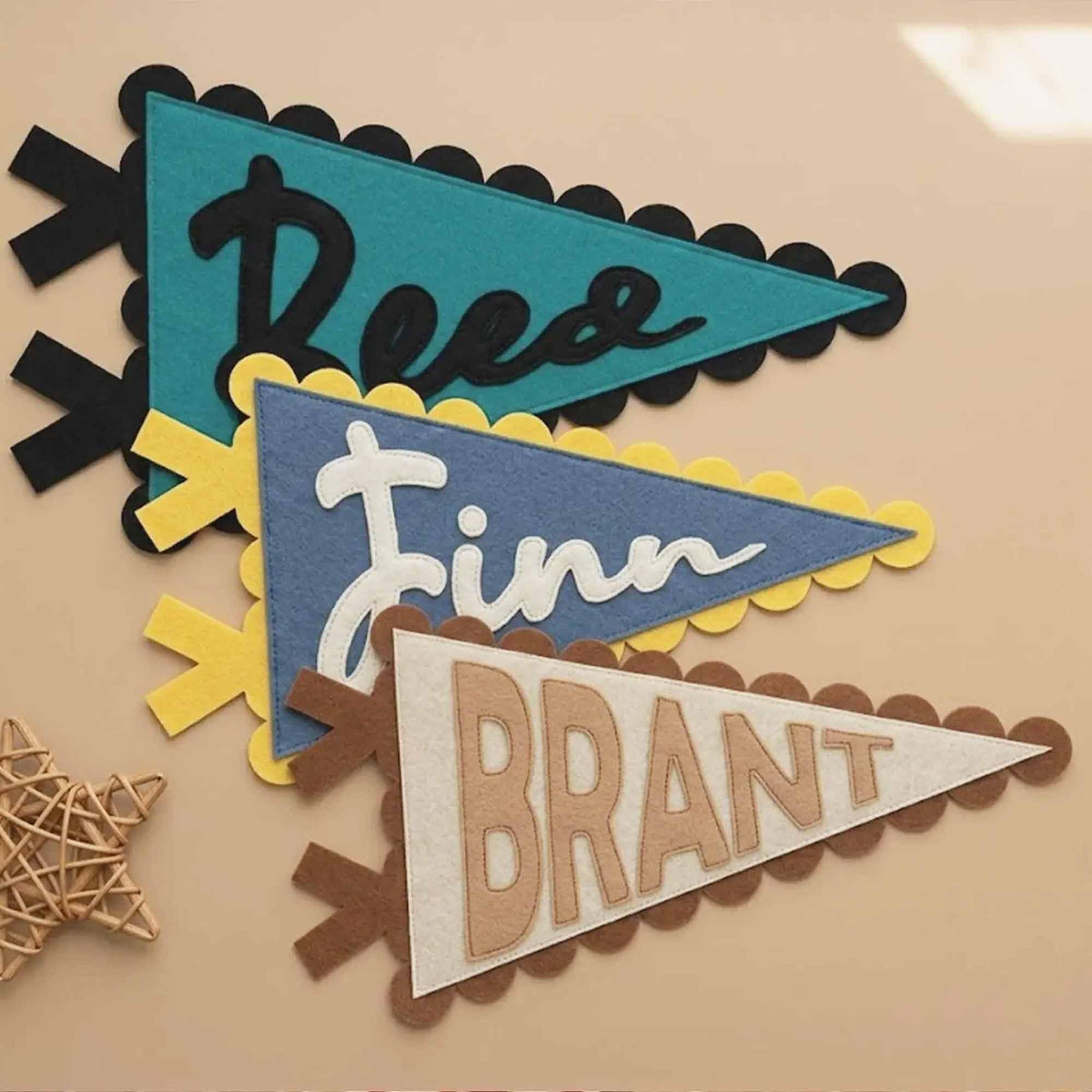 Custom Felt Name Pennant, Design Your Own Color and Font, Personalized Nursery Wall Banner