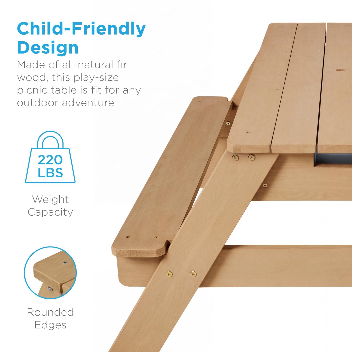 Best Choice Products Kids Picnic Table with Umbrella, 3-in-1 Sand & Water Table, Outdoor Convertible Picnic Table for Toddlers, Seats 4, Removable Top, 2 Buckets - Navy