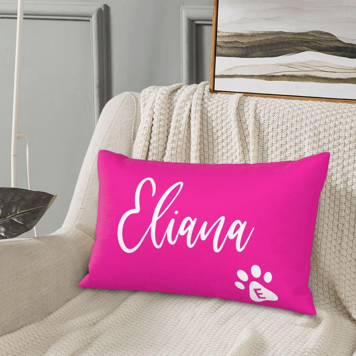 Disosm Personalized Lumbar Pillow Case with Pet Name 16"x24"(60x40cm)