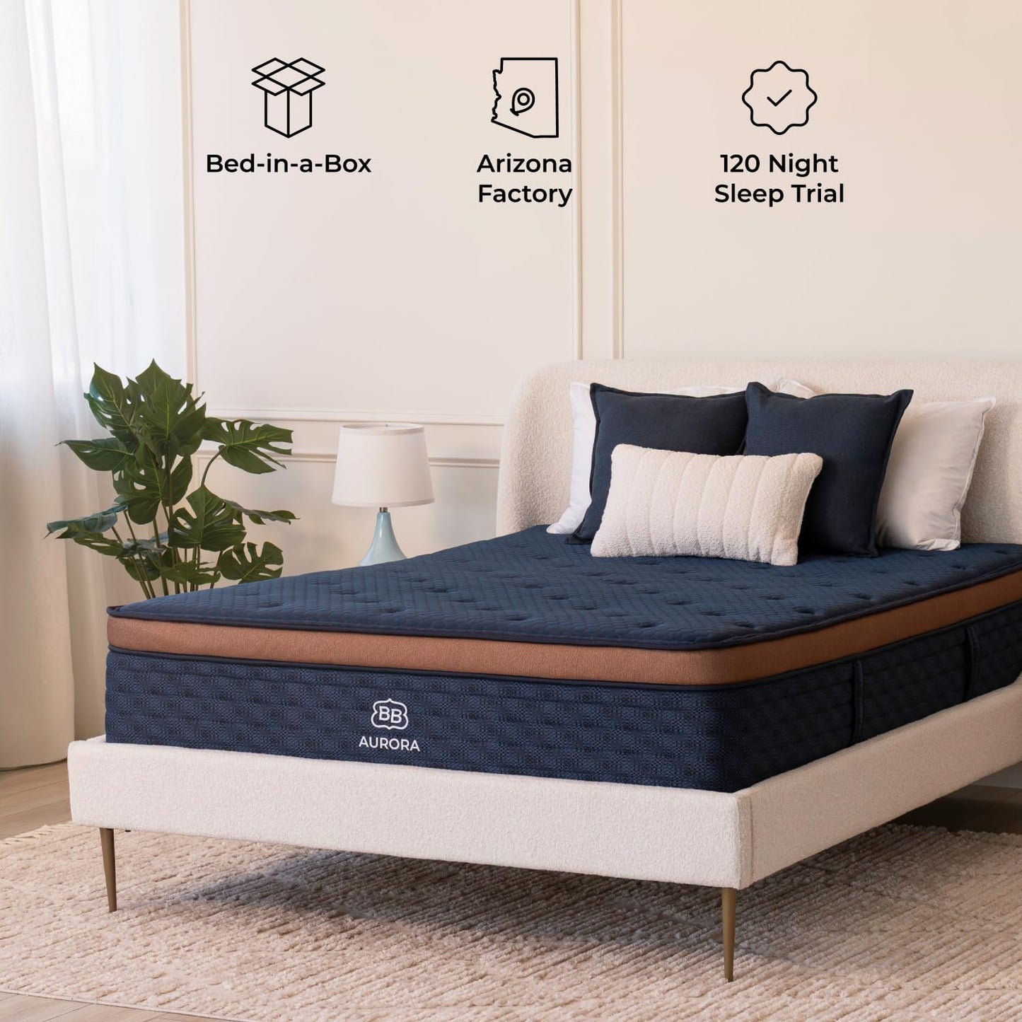 Brooklyn Bedding Aurora Luxe 14 Inch Split CA King 36"x84" Hybrid Mattress | Firm Feel | Cloud Pillowtop Upgrade | CERTIPUR-US Certified Foam