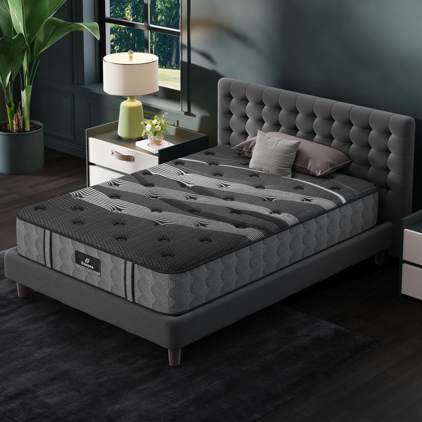 SUAYEA Twin XL Mattress, 8 Inch Luxury Hybrid XL Twin Mattress in a Box, Cooling-Gel Memory Foam & Individual Pocket Springs, Pressure Relief, Medium Firm, Fiberglass-Free, 365-Night Trial