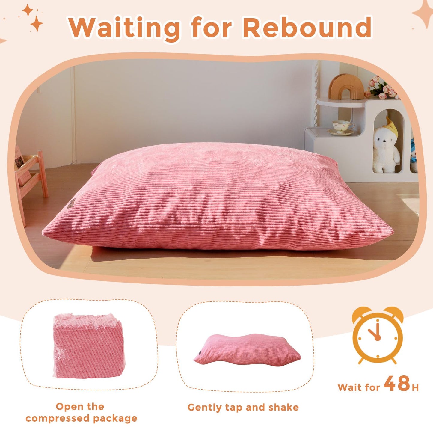 MAXYOYO 3 in 1 Kids Bean Bag Chair Couch, Convertible Chair Folds from Bean Bag to Lounger, Child Floor Sofa for Gaming, Reading, Floor Mattress with High-Density Foam Filling