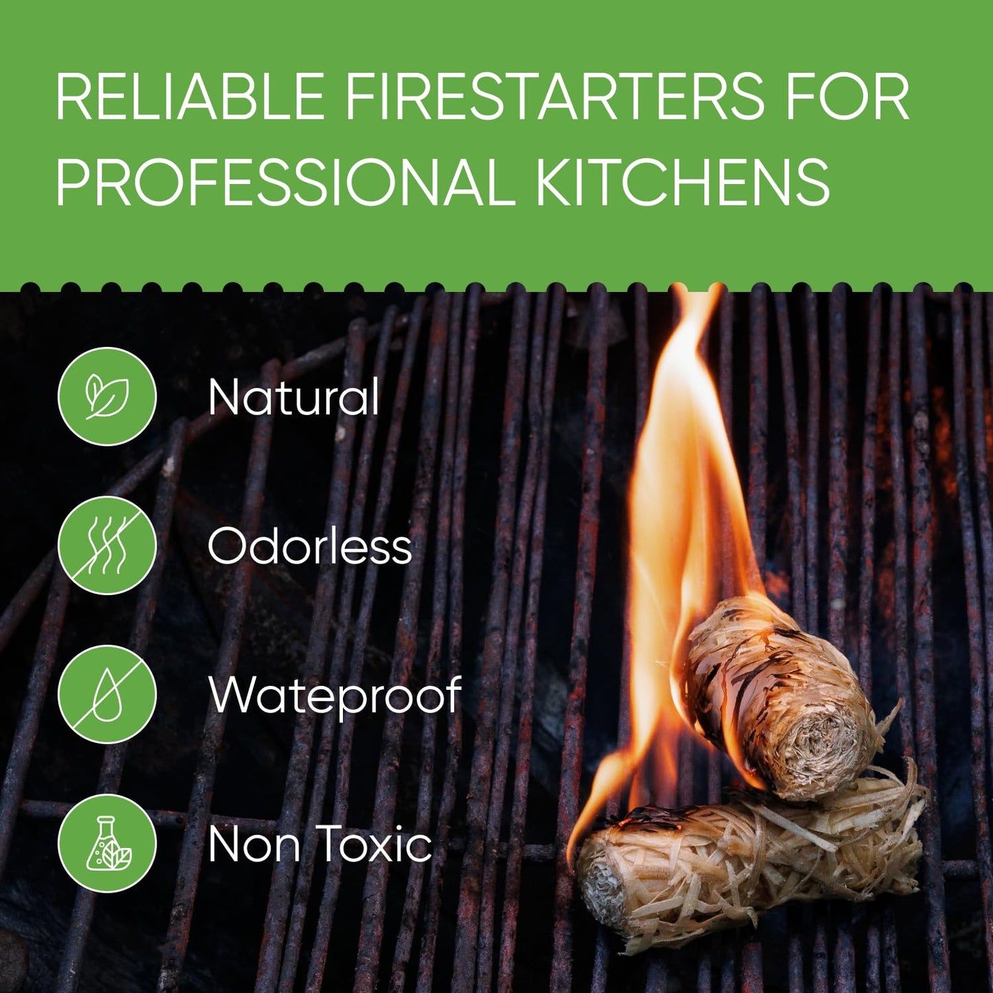 Inflame Fire Starters 300 pcs Fire Starters for Campfires, Grill, BBQ, Fireplace, Woodstove - Charcoal Starter - Waterproof, Weather-Resistant - Natural Wood Fireplace Starters