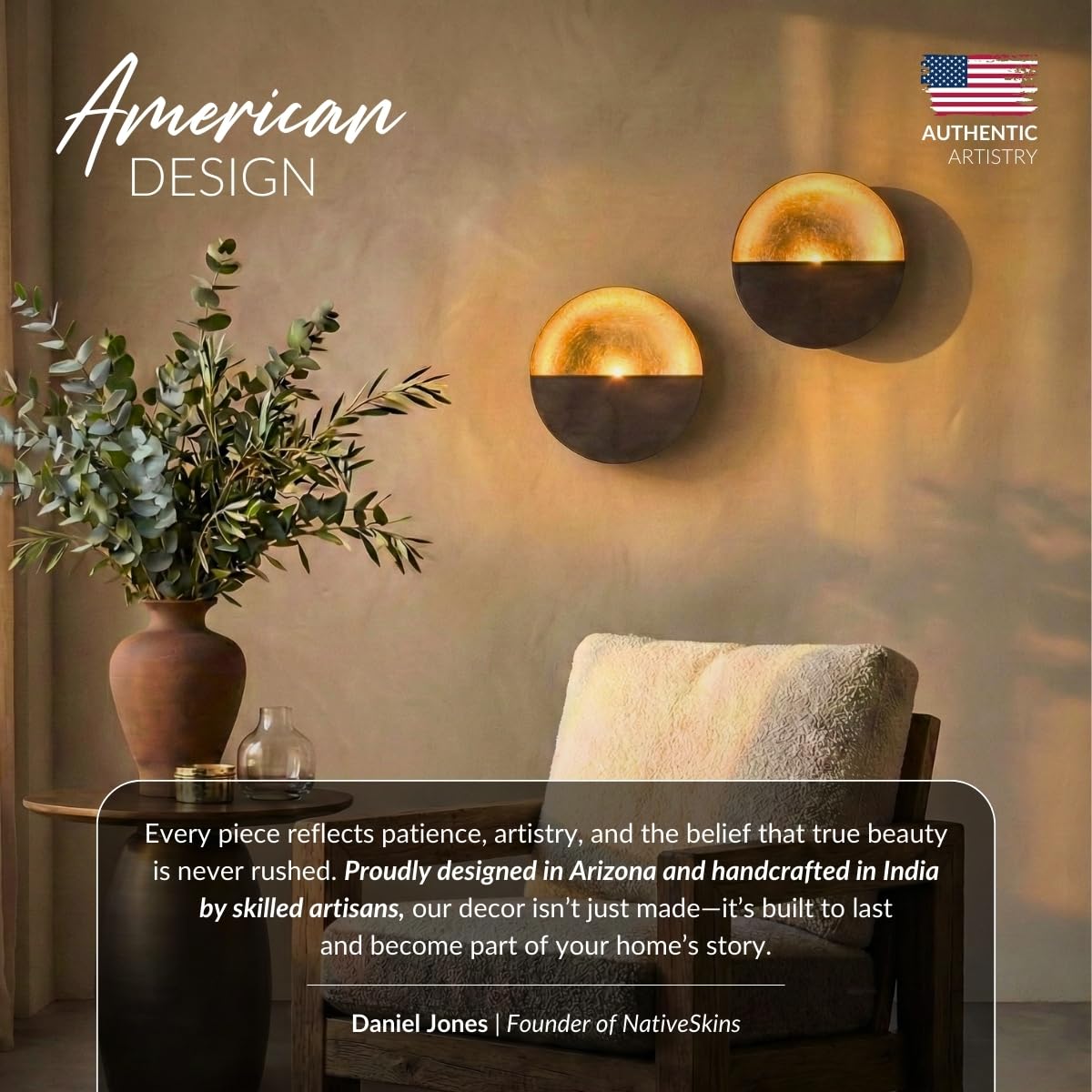 NativeSkins Eclipse Wall Candle Sconces Set of 2 - Round Tea Light Holders
