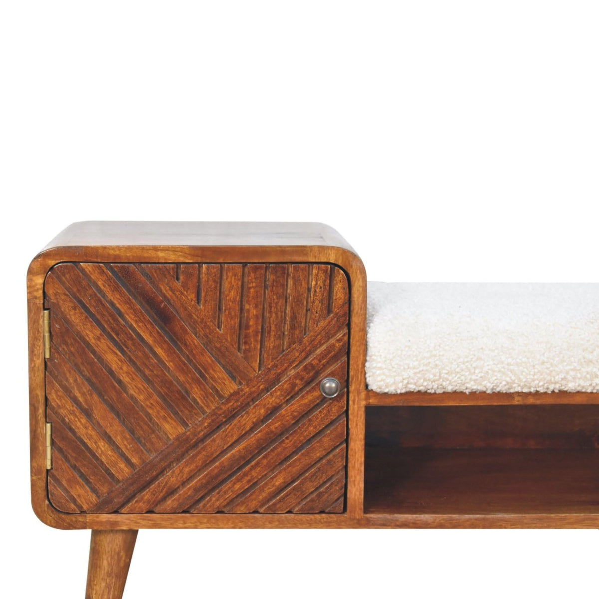 Artisan Furniture Solid Wood Boucle Carved Chestnut Telephone Table