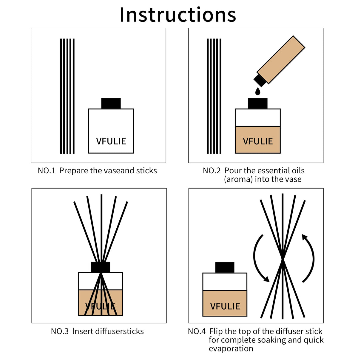 VFULIE 100PCS Reed Diffuser Sticks, Refill Replacement for Aroma Fragranc (100, Primary Color)