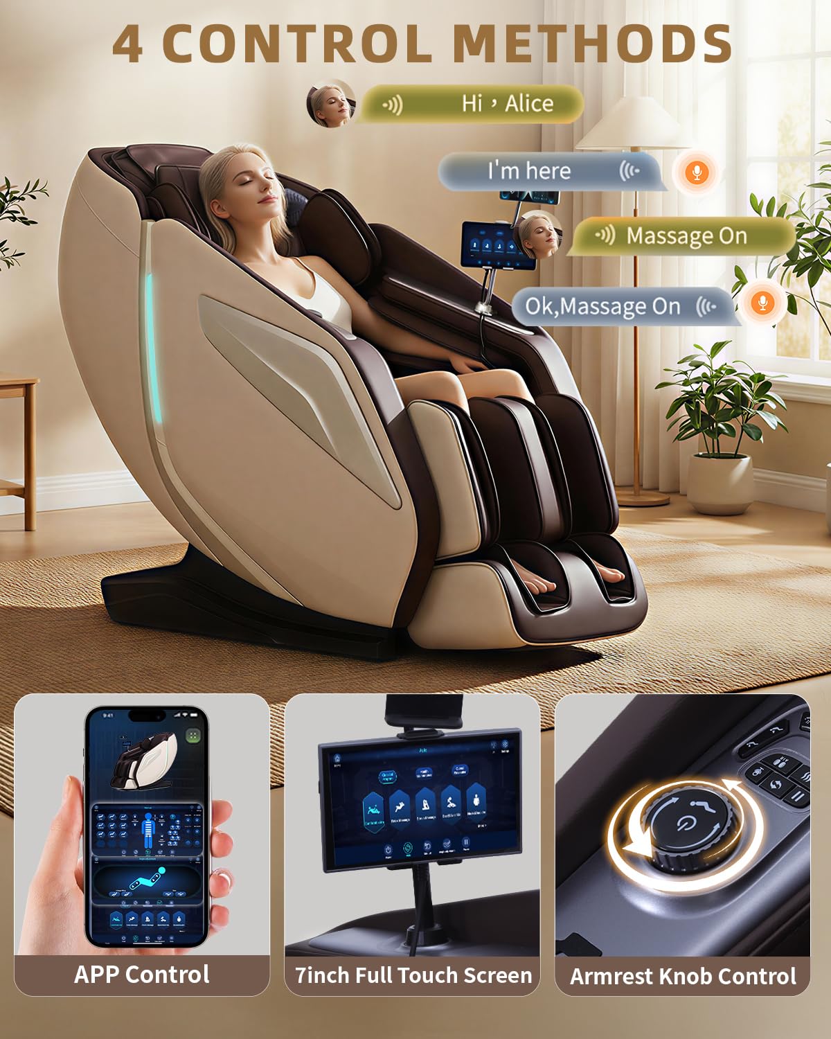 RelaxRelife 4D Massage Chair Full Body Zero Gravity 53" SL Track Recliner