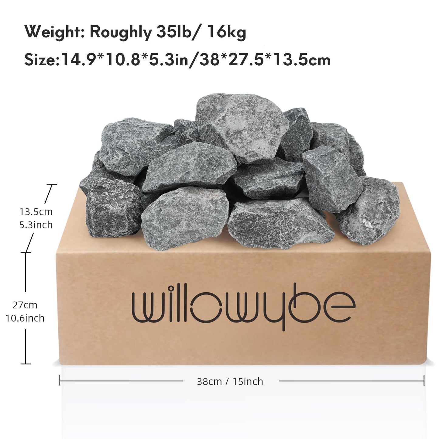 WILLOWYBE Sauna Stone Rock Grade A+ Roughly 35lb/16kg, Sauna Accessory